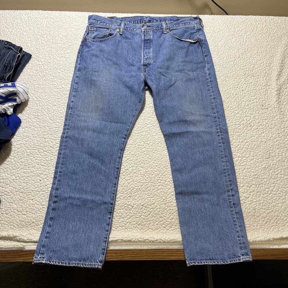 Levis 505 Men's Pants 40 X 30 Light Denim Blue Jeans Red Tab Regular Fit